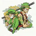 zoro one piece and brook one piece tattoo design idea