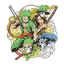 zoro one piece and brook one piece tattoo design idea
