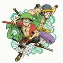 zoro one piece and brook one piece tattoo design idea