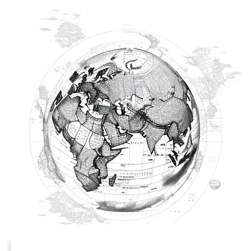 A detailed map of the world with a snake slithering across continents, highlighting places the client has traveled tattoo design idea