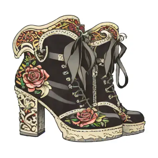 ribbon platform boots tattoo design idea