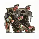 ribbon platform boots tattoo design idea