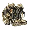 ribbon platform boots tattoo design idea