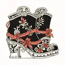 ribbon platform boots tattoo design idea