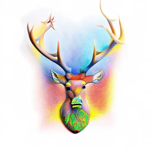 stags head tattoo design idea
