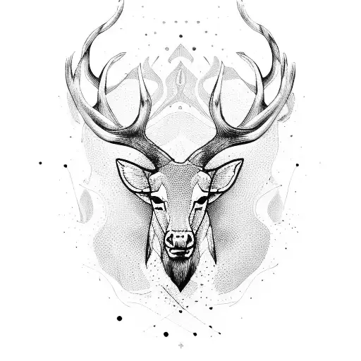 stags head tattoo design idea