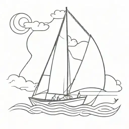 sailing boat navigating portate wind tattoo design idea
