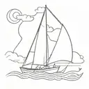 sailing boat navigating portate wind tattoo design idea