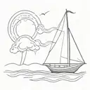 sailing boat navigating portate wind tattoo design idea
