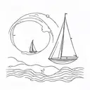 sailing boat navigating portate wind tattoo design idea