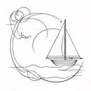 sailing boat navigating portate wind tattoo design idea