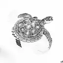 turtle biting octopus tattoo design idea