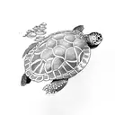 turtle biting octopus tattoo design idea