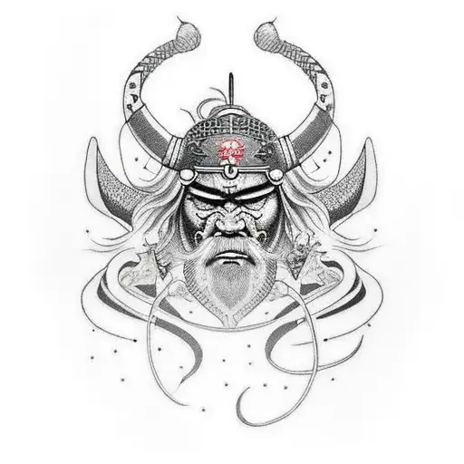 cancer horse samurai viking tattoo design idea