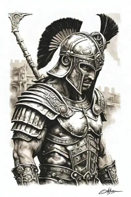 gladiator with colloseo tattoo design idea