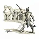 colloseo, gladiator standing triumphantly tattoo design idea