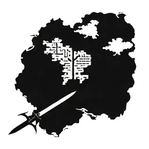 Silmarillion Map and Narsil sword tattoo design idea