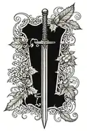 narsil sword with ivy growing tattoo design idea