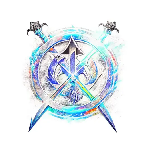 Final Fantasy X Brotherhood sword with water effects on outer forearm tattoo design idea