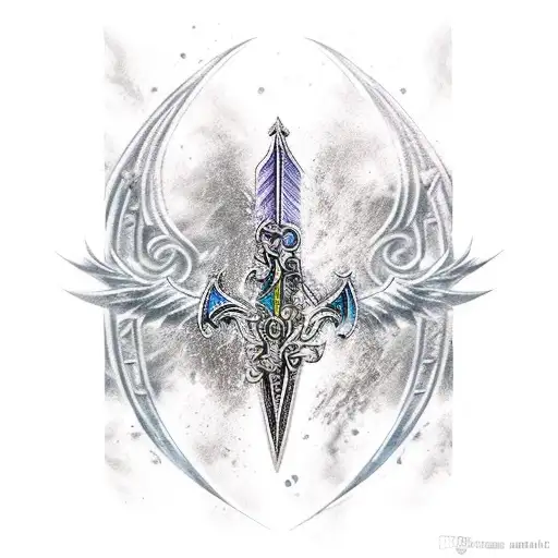 Final Fantasy X Brotherhood sword with water effects tattoo design idea