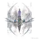 Final Fantasy X Brotherhood sword with water effects tattoo design idea