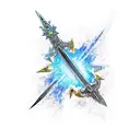 Final Fantasy X Brotherhood sword with water effects tattoo design idea