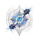 Final Fantasy X Brotherhood sword with water effects tattoo design idea
