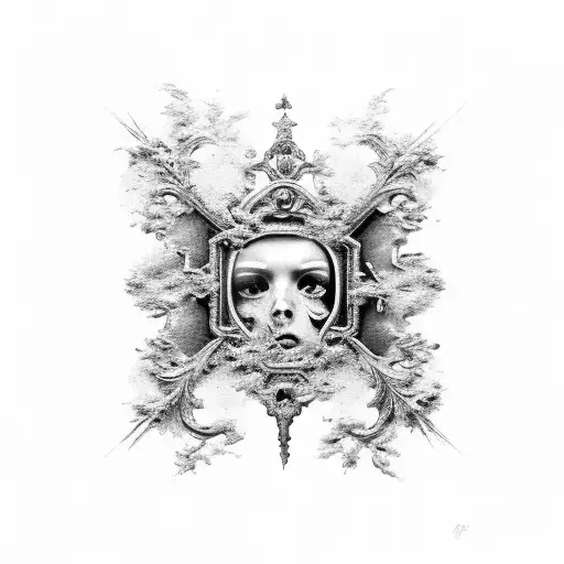 baroque broken mirror tattoo design idea