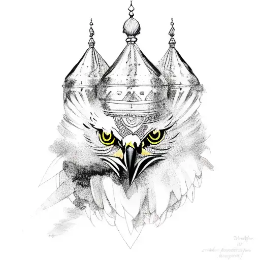 hawk and sikh guru tattoo design idea