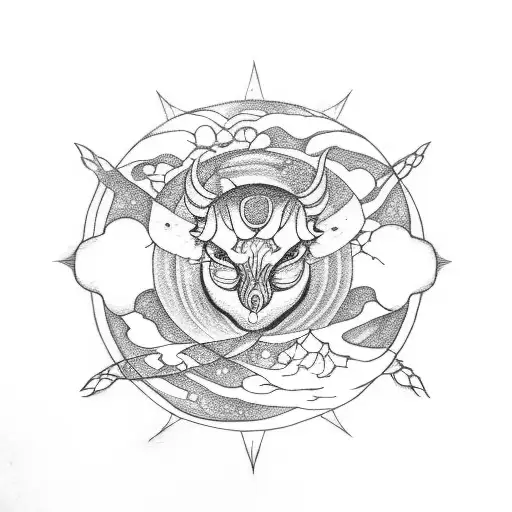 saturn, leo, scorpio, full moon, flower tattoo design idea