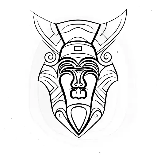 African mask tattoo design idea