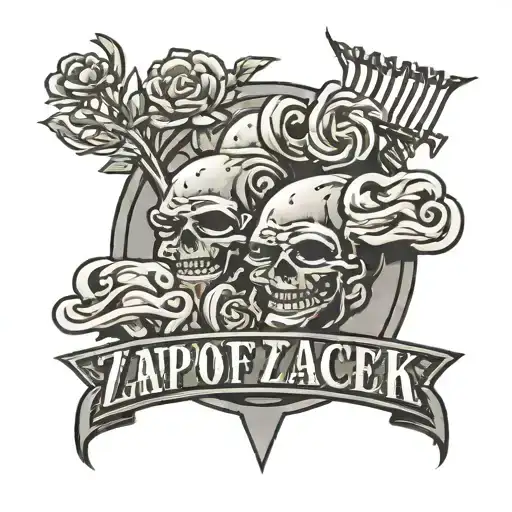 "Fuck of Zapiecek" sign with dumpling image he tattoo design idea
