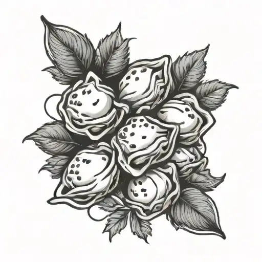 the inscription "Fuck Zapiecek" with the image of Polish dumplings tattoo design idea