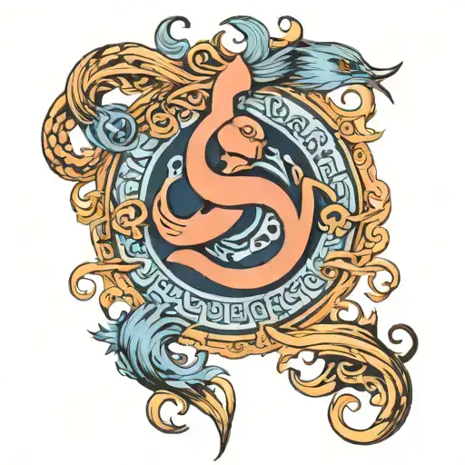 Aquarius sign intertwined with Cancer sign  tattoo design idea