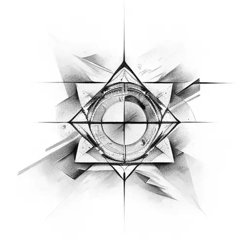circle and overlapping equilateral triangle brushstrokes  tattoo design idea