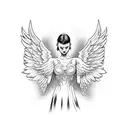 angel with open wings and open arms position tattoo design idea