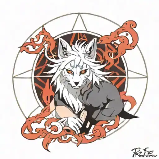 kurama being tamed geometric circle tattoo tattoo design idea
