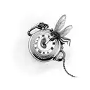 Pocket Watch with dragon fly  tattoo design idea