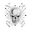 a skull head with arrows popping out all around it  tattoo design idea