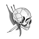 a skull head with arrows popping out all around it  tattoo design idea