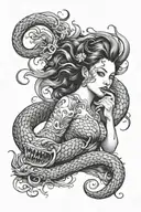 siren evil beautiful tattoo design idea
