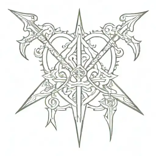 Barbados trident emblem tattoo design idea