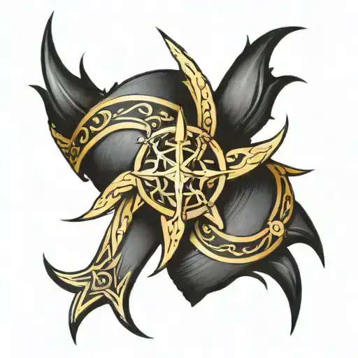 two lines wrapping around the wrist, and the Barbados trident emblem placed after  tattoo design idea