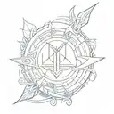 two lines wrapping around the wrist, and the Barbados trident emblem placed after  tattoo design idea