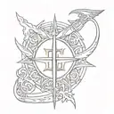 two lines wrapping around the wrist, and the Barbados trident emblem placed after  tattoo design idea