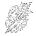 two lines wrapping around the wrist, and the Barbados trident emblem placed after  tattoo design idea