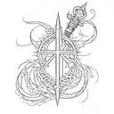 two lines wrapping around the wrist, and the Barbados trident emblem placed after  tattoo design idea