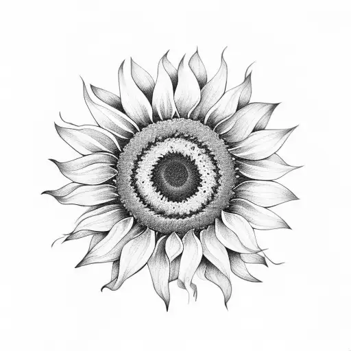 sunflower in negative space tattoo design idea