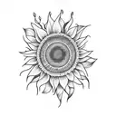 sunflower with butterfly tattoo design idea