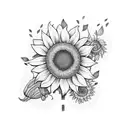 sunflower with butterfly tattoo design idea